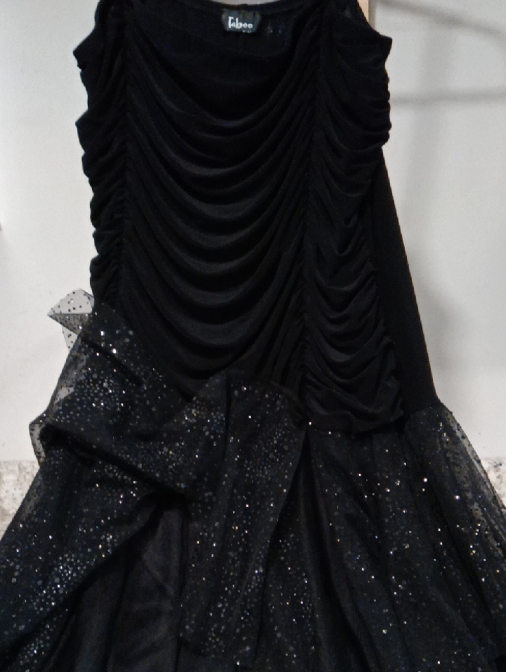 Taboo Black Ruched Bodice Sparkle Tulle Dress